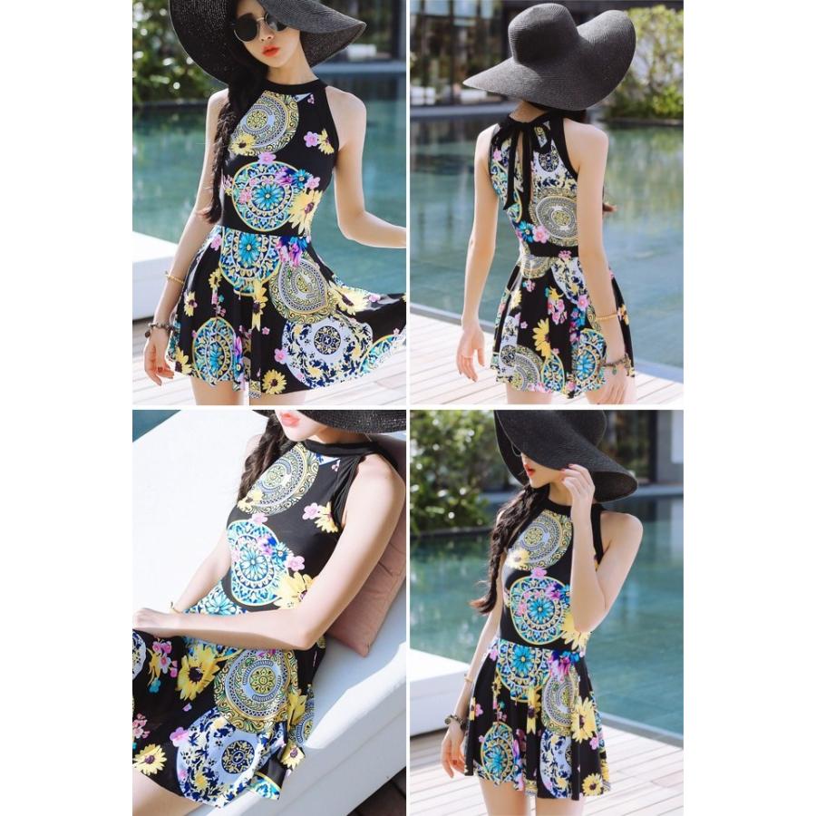 体型カバー　花柄 ワンピース　ママ 水着 大きいサイズ M/L/XL レディース 送料無料 |  | 01