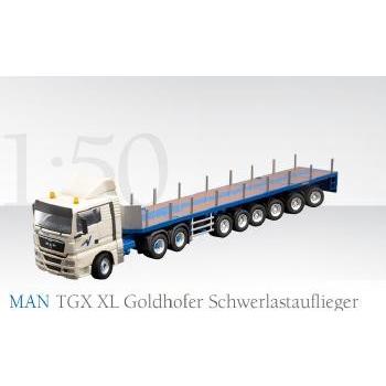 予約MAN TGX XL トラクタ 6x4 + Goldhoferゴールドフォファー ヘビーデューティーセミトレーラー DLZ6 VOSS   70155/0 /CONRADコンラート建設機械 工事車両 1/50 | 