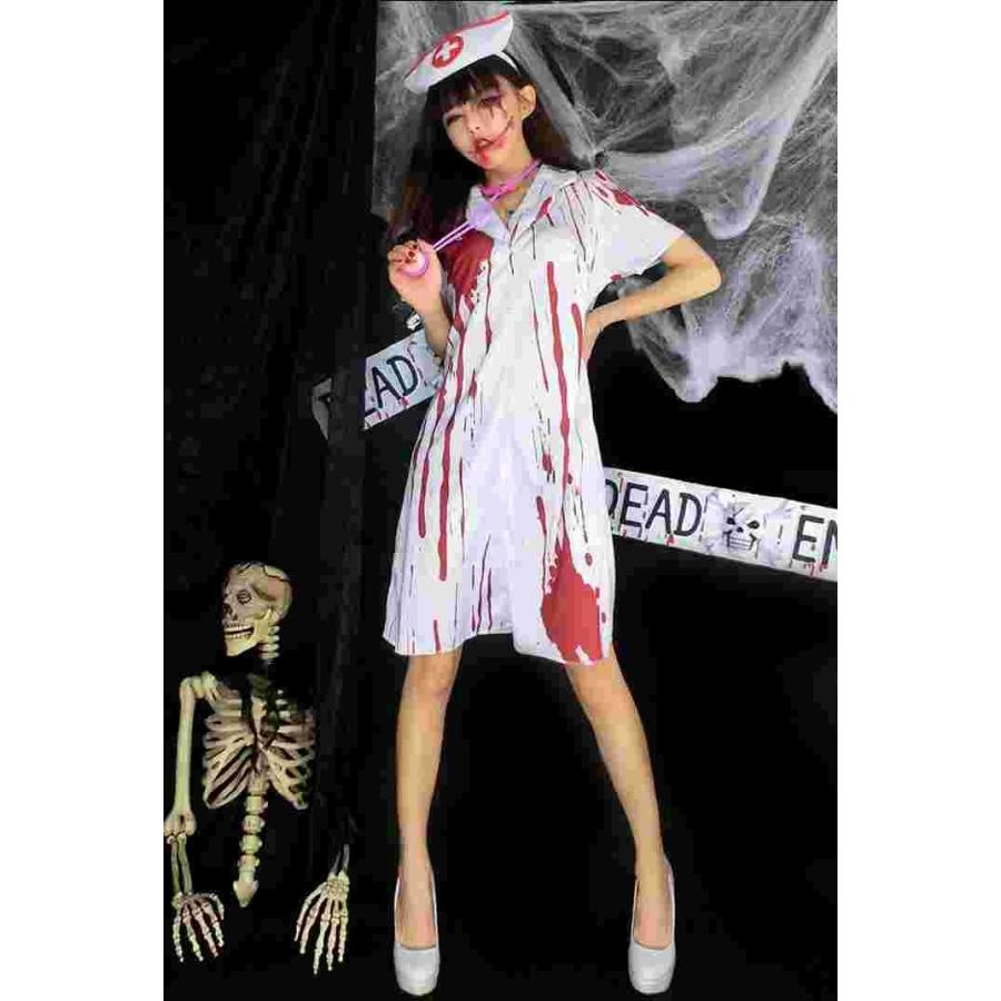 血まみれナース ホラー 3ピースセット 聴診器付き コスプレ衣装　仮装・ハロウィン・女性・大人用 送料無料 | 