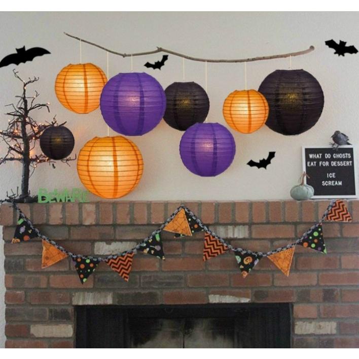ハロウィン 提灯 ペーパーランタンセット 簡単飾り付け LEDライト バナー付き パーティー デコレーション おしゃれ | 