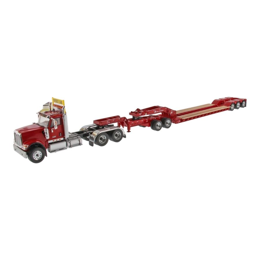 インターナショナル HX520 タンデムトラクター XL 低床トレーラー ジープ付 レッド / Diecast Masters 1/50 トラック模型 | 
