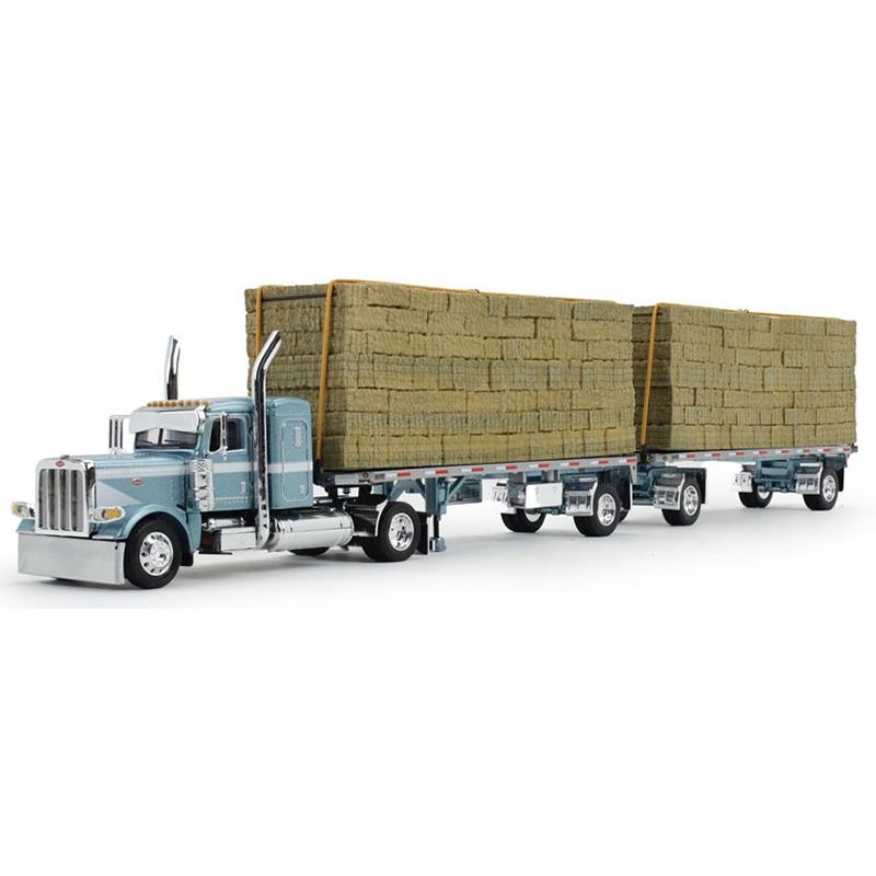 Peterbilt 389 & Hay Flatbed トレーラー パシフィックブルー 建設機械