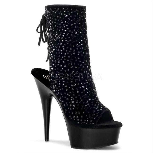 DELIGHT-1018RS 6インチ(約15cm)ショートブーツ ハイヒール　ピンヒール ミュール厚底サンダル  /Pleaserプリーザー パーティードレス 靴 大きいサイズ | 