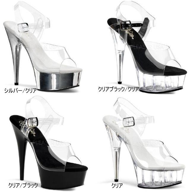 DELIGHT-608 6インチ(約15cm) クリア　ハイヒール　ピンヒール ミュール厚底サンダル /Pleaserプリーザー パーティードレス 靴 大きいサイズ