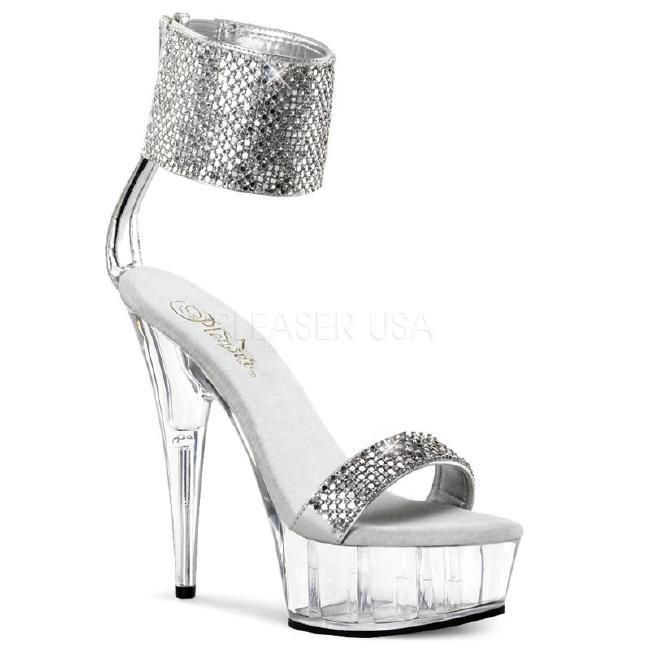 DELIGHT-671 6インチ(約15cm) クリアヒール ハイヒール　　ピンヒール ミュール厚底サンダル /Pleaserプリーザー パーティードレス 靴 大きいサイズ | 