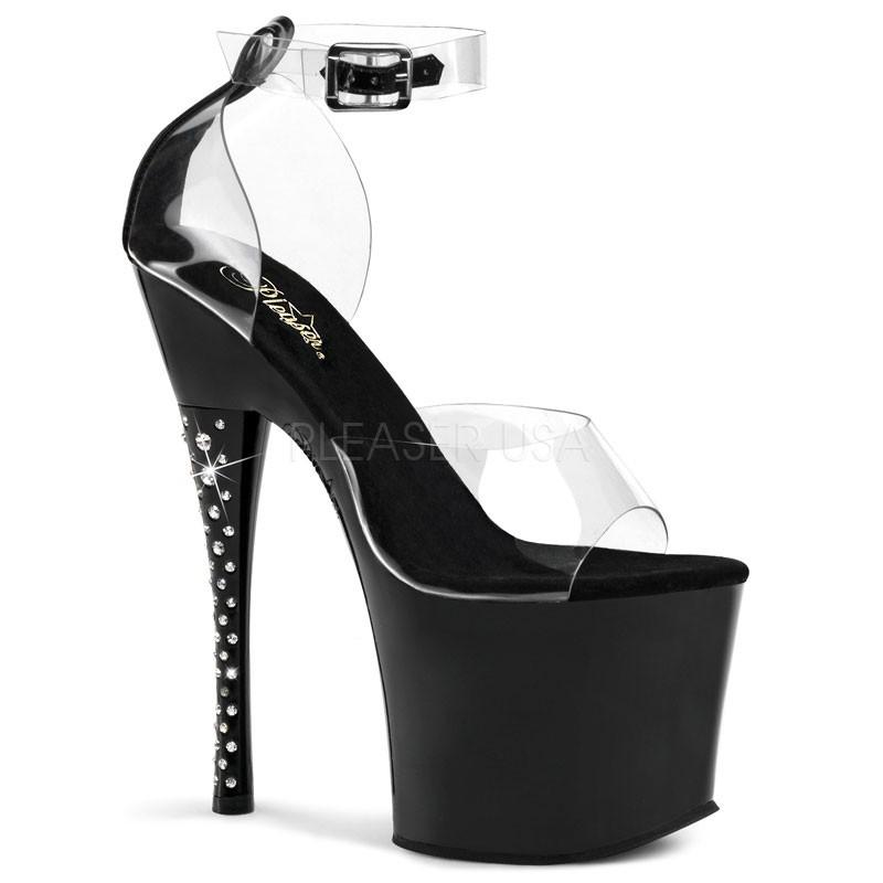 DIAMOND-742 7インチ(約18cm) クリア　ハイヒール ダイアモンドヒール ピンヒール ミュール厚底サンダル /Pleaserプリーザー パーティードレス 靴 大きいサイズ | 