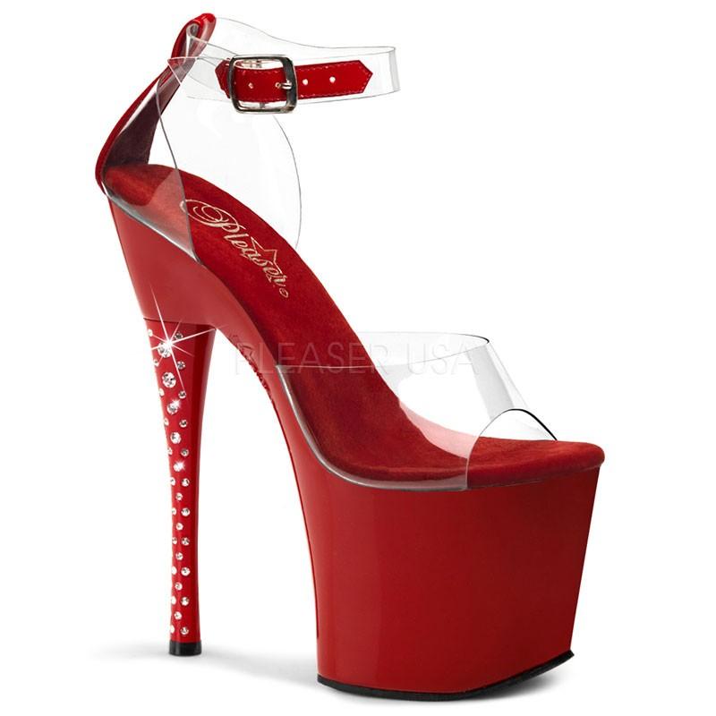 DIAMOND-742 7インチ(約18cm) クリア　ハイヒール ダイアモンドヒール ピンヒール ミュール厚底サンダル /Pleaserプリーザー パーティードレス 靴 大きいサイズ |  | 01