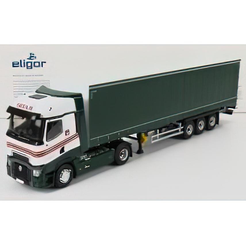 RENAULT - T520 TRUCK TELONATO TRANSPORTS 2018 - WHITE GREEN / Eligor 1/43 建設機械模型ミニチュア | 