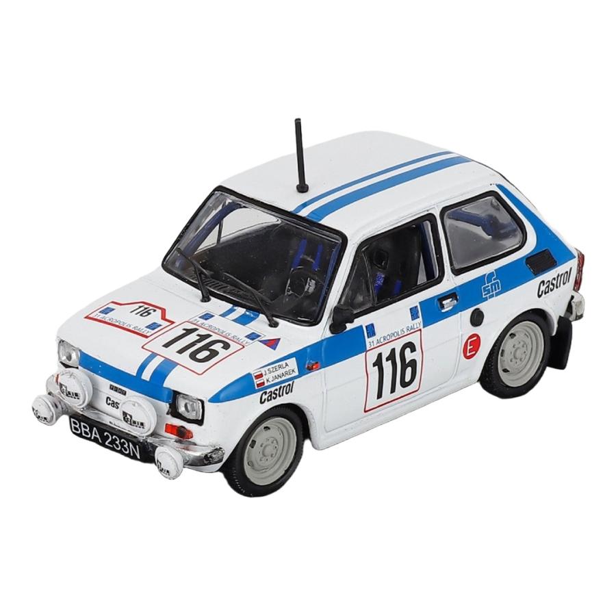 Polski Fiat 126P #116 ラリーアクロポリス 1984 ホワイト/ブルー EDICOLA 1/43 ミニカー | 