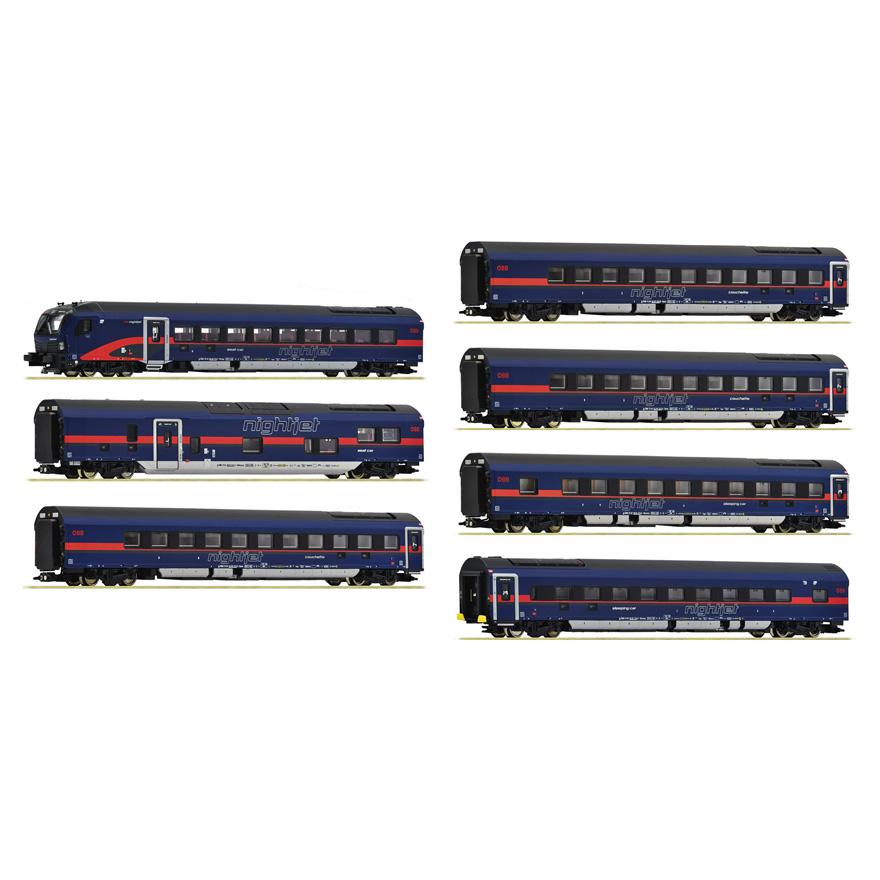 Nゲージ 鉄道模型 フライシュマン Fleischmann OEBB Nightjet 7 piece set Era VI DC DCC | 