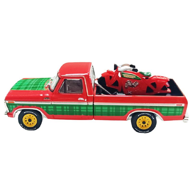 Ford F-250 & オートバイ 1978 レッド Greenlight 1/64 ミニカー | 