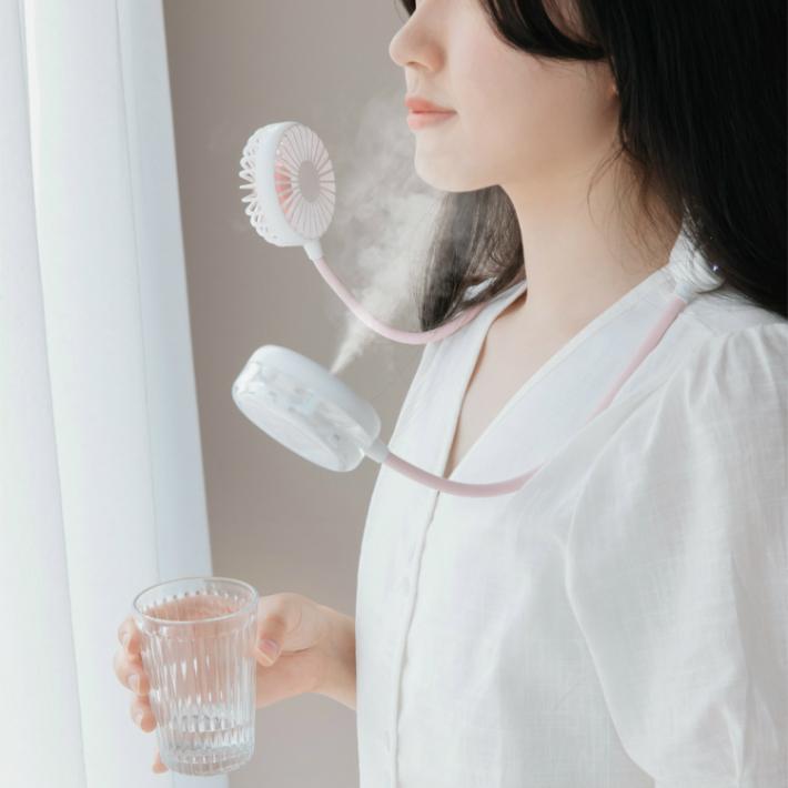 首かけ 扇風機 静音 2020 ミスト 加湿機能 360度回転 ネックファン 充電式 おしゃれ 卓上 人気 風量調節 オフィス | 