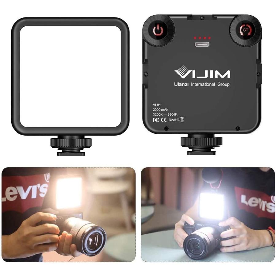 VL-81 Ulanzi LEDビデオライト 小型 充電式 3000mAh Type-C 3200k-5600k CRI95 撮影用 iPhone DJI Osmo Pocket Gopro Hero | 