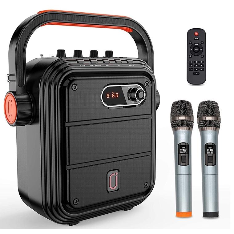 カラオケ スピーカーセット ワイヤレスマイク2本 充電式 ポータブル イベント 司会 パーティー、カラオケ、学校行事 おすすめ | 