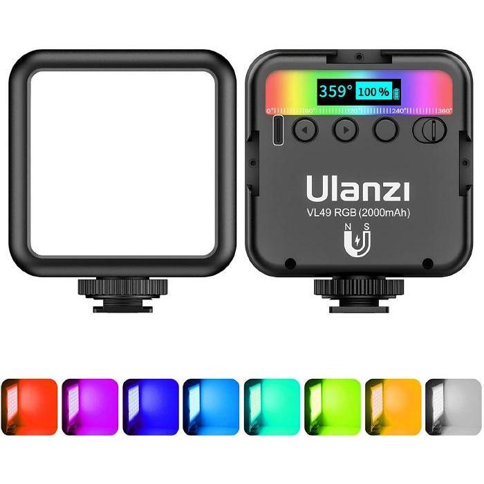 ULANZI VL49 RGB ビデオライト LEDカメラライト 360°フルカラー 充電式CRI 95+ 2500-9000K | 
