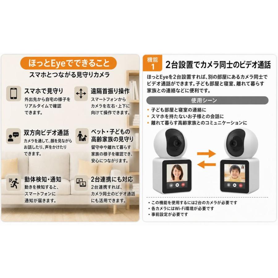 見守りカメラ スマホ対応 赤ちゃん ペット お年寄り ベビーモニター 双方向ビデオ通話 家族とペットを守る 「ほっとEye」 赤外線ナイトビジョン 動体検知　追尾 |  | 08