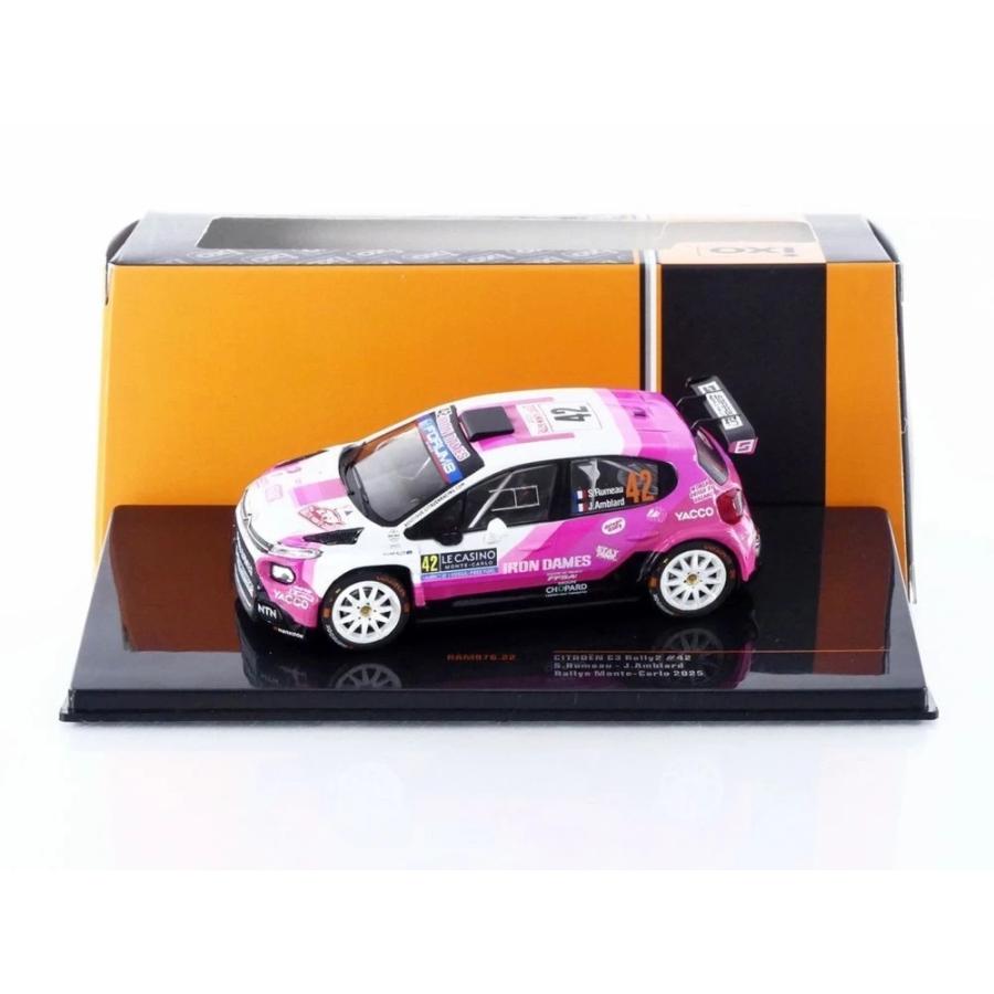 シトロエン C3 Rally2 #42 S.Rumeau J.Amblard ラリー・モンテカルロ 2025 ピンク / IXO 1/43 ミニカー | 