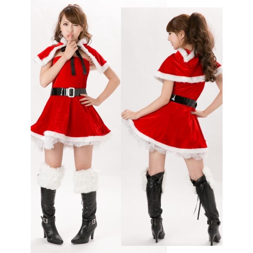 サンタコスチューム ケープ付き 4点セット/イベントコスチューム コスプレ衣装　(仮装、パーティー、クリスマス）大人用 女性 送料無料 |  | 01