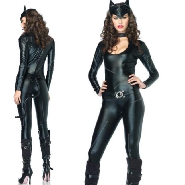 83767 ウェットルックのセクシーなキャットウーマンコスチューム 3ピースセット 仮装コスチューム コスプレ  /LEG AVENUEレッグアベニュー コスプレ・仮装・ハロ | 