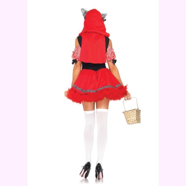 83931オオカミの大きな耳がついたフードとギンガムチェックのワンピースであっという間にかわいいオオカミちゃん 2ピースセット  セクシーコスチューム コスプレ |  | 01