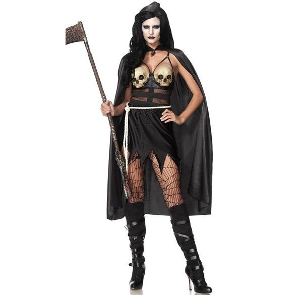 LEG AVENUE 美品デビルスパンコールコスプレ仮装S デスディーラー 死刑執行 死神コスチューム 3点セット 仮装