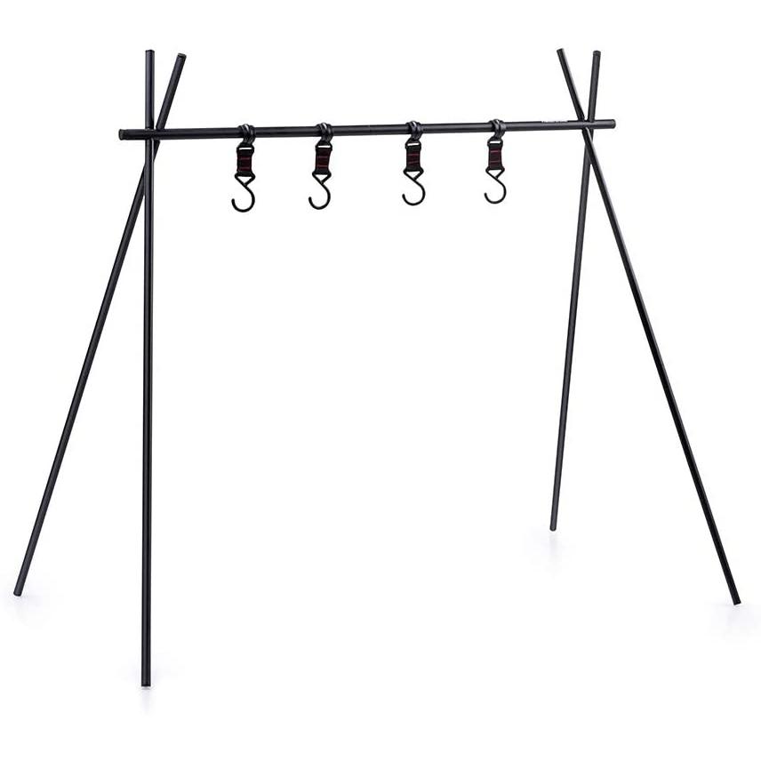 Naturehike ハンガーラック ランタンスタンド 物干し 軽量 折り畳み キャンプ アウトドア ブラック Lサイズ | 