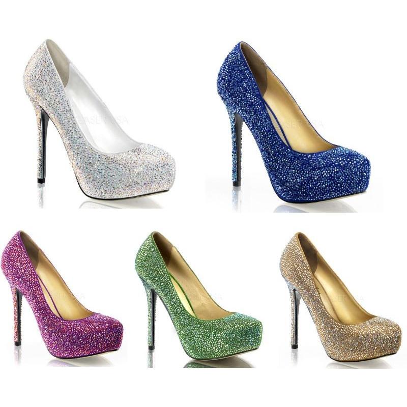 PRESTIGE-20 5インチ(約13cm) ハイヒール サンダル パンプス　ラメ/PleaserプリーザーDay & Night  パーティー 靴 シンデレラサイズ 大きい | 