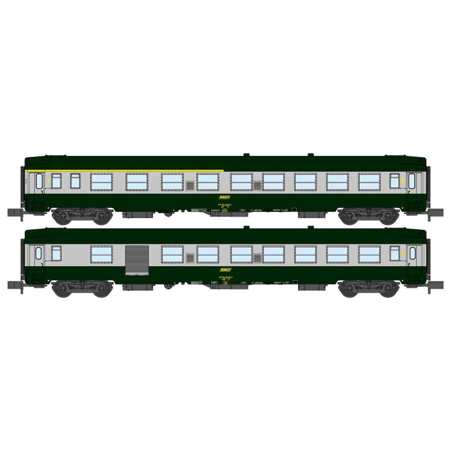 Nゲージ 鉄道模型 編成セット REE Modeles SNCF 2x UIC Y A4B5 B5D Era V DC green inox | 