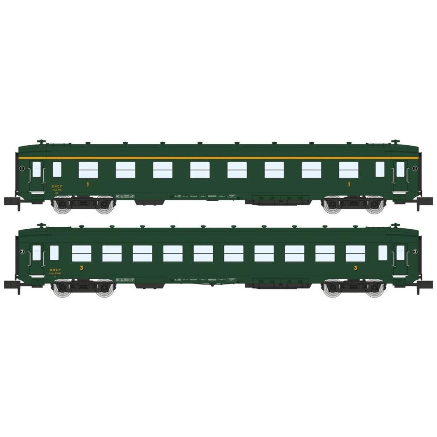 Nゲージ 鉄道模型 客車 REE Modeles SNCF DEV A0 B8 C10 2pcs Set Era III dark green | 