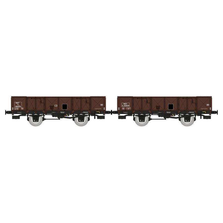 HOゲージ REE Modeles SNCF 無蓋車 Tw 2 cars PLM 4 Portes steel brown RIV Era III | 