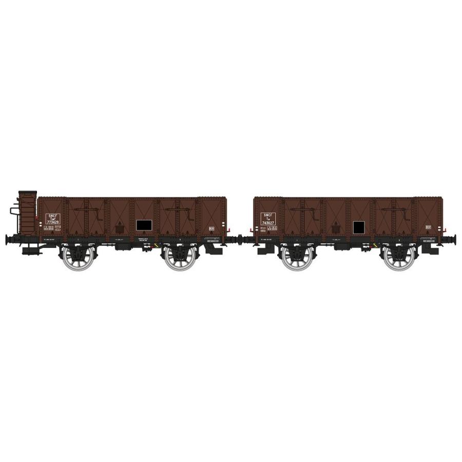 HOゲージ 無蓋車 REE Modeles SNCF Tw Twf 2 cars OCEM19 steel brown RIV Era III DC | 