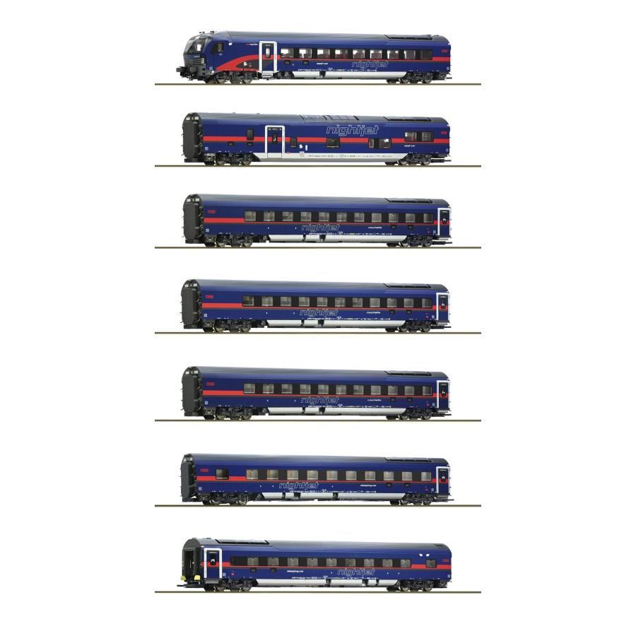 HOゲージ 鉄道模型 客車 Roco ロコ OeBB Nightjet 7pcs set Era VI DC | 
