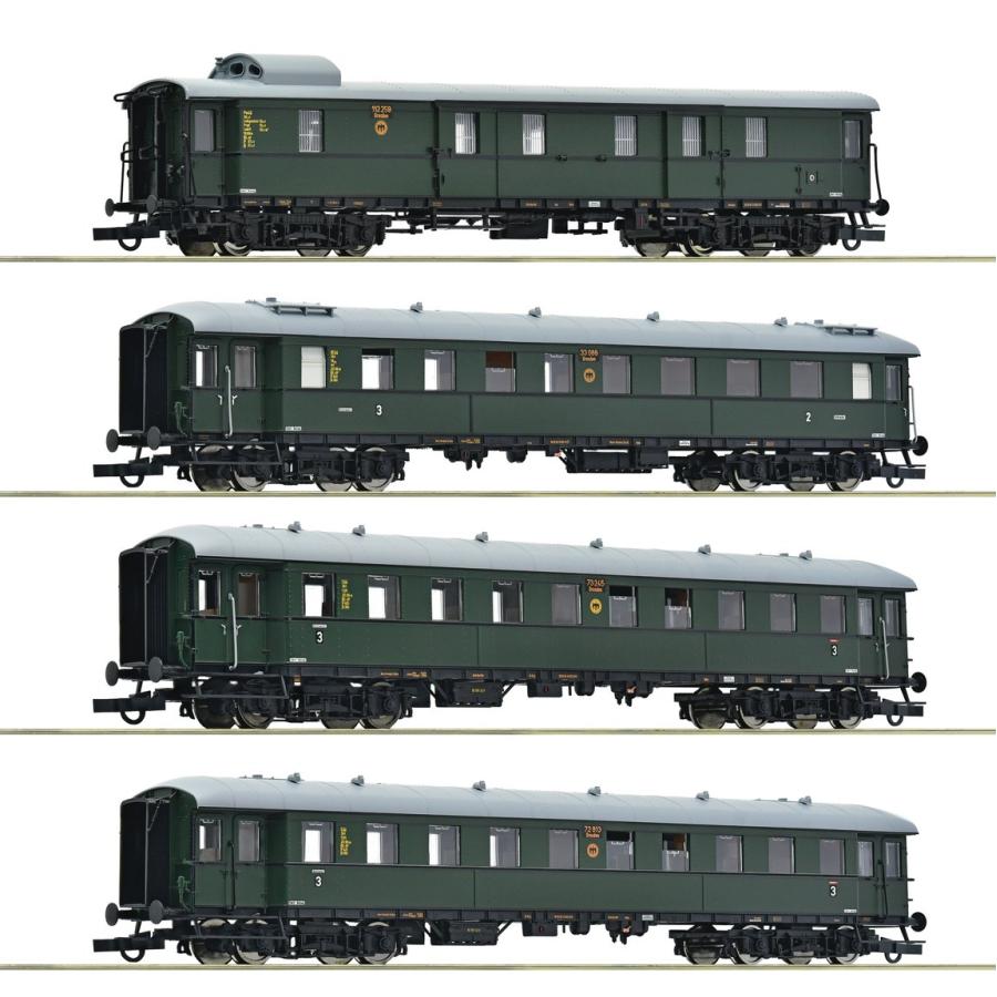 HOゲージ 鉄道模型 客車 Roco ロコ DR Zwickauer Traditionszug 4pcs set Era IV DC | 