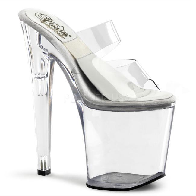 SOL-802-D 8インチ(約20cm) ハイヒール ミュール クリアサンダル /Pleaserプリーザー パーティー 靴 大きい シンデレラサイズ | 