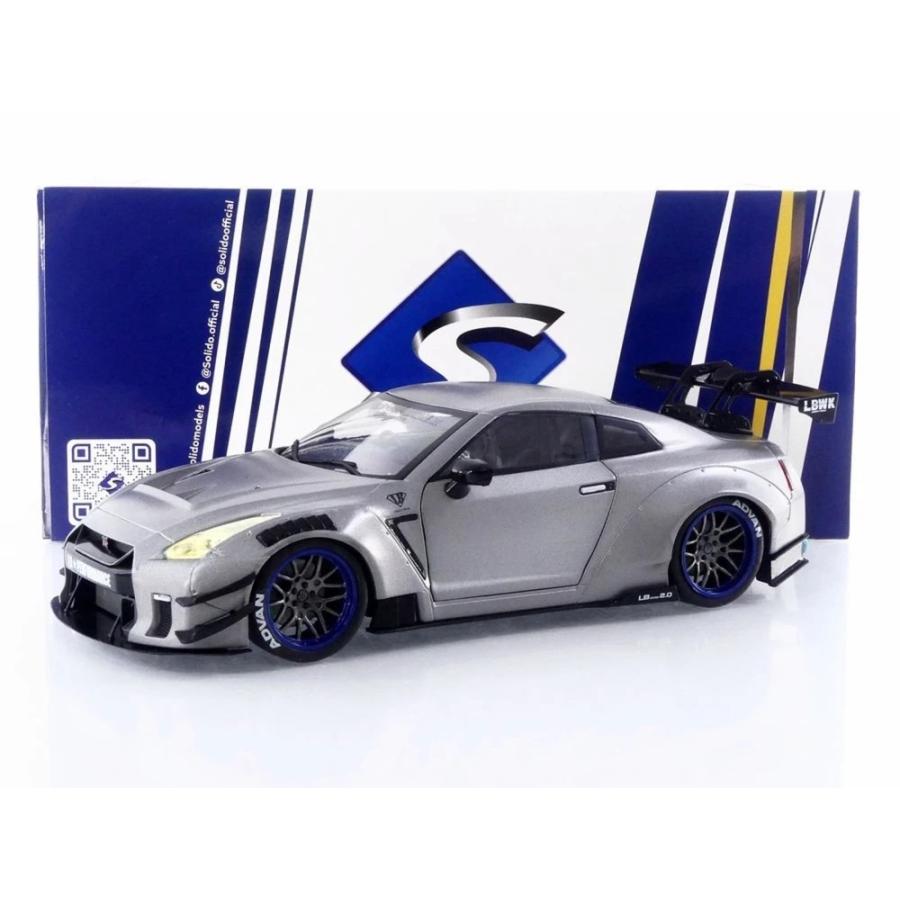 日産 GT-R (R35) リバティーウォーク ボディキット 2.0 2023 シルバー / Solido 1/18 ミニカー | 