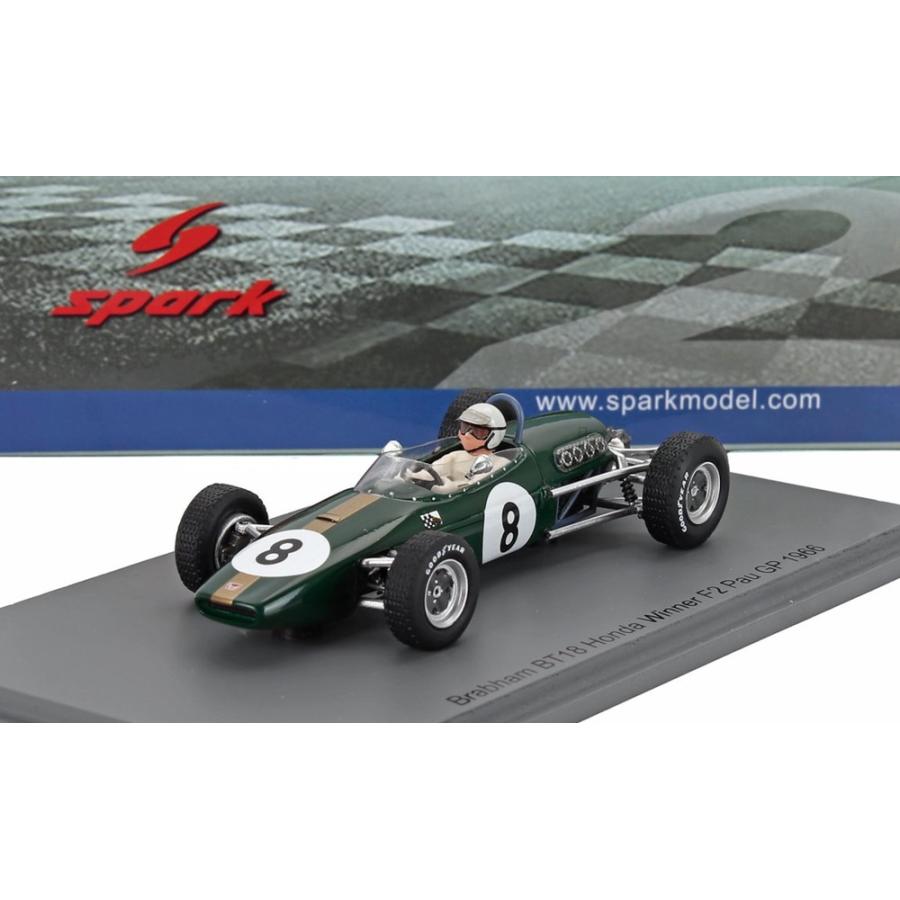 BRABHAM F2 BT18 HONDA N8 ポーGP優勝 フランス 1966 ジャック・ブラバム グリーン/ Spark 1/43 | 