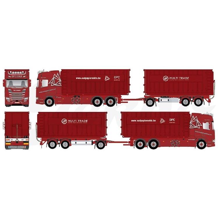 Tekno OPC Eeklo Scania NG R ハイライン フックアームコンテナトレーラー 1/50_4