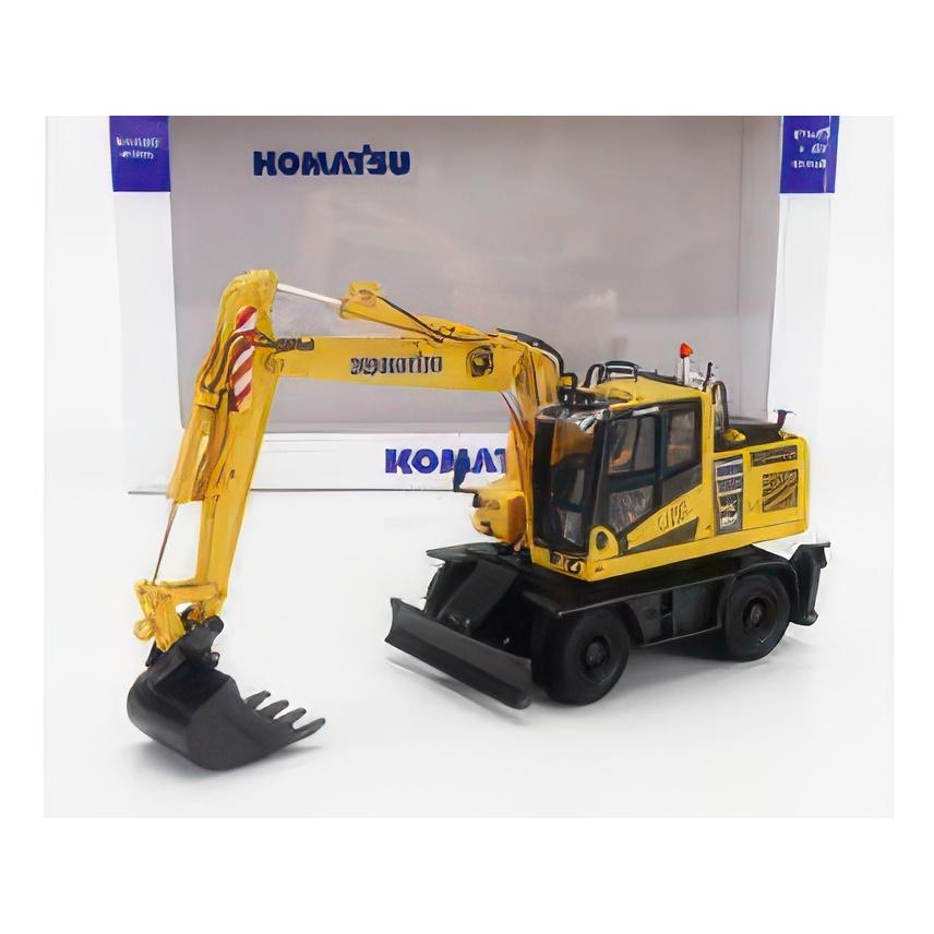 KOMATSU PW180 ホイール式ショベル 黄/黒 1/50 UH : バスク KOMATSU PW180 ホイール式ショベル 黄/黒 1/50 UH : バスク