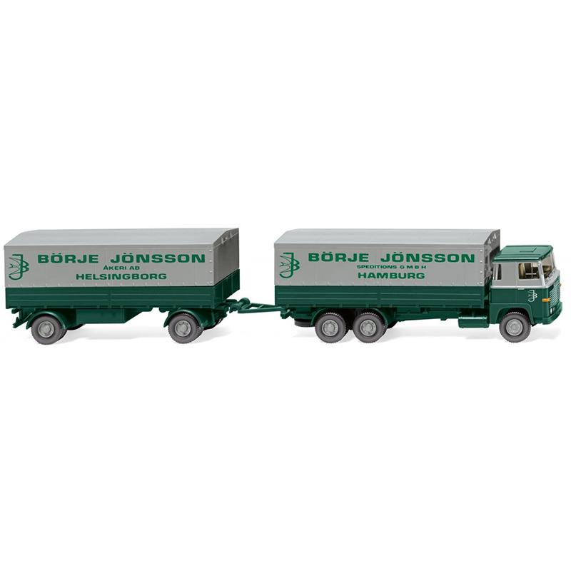 Scaniaスカニア 111 フラットベッド ロードトレイン 連結 トラック 働く車 模型 / Wiking 1/87 ミニカー 模型 | 