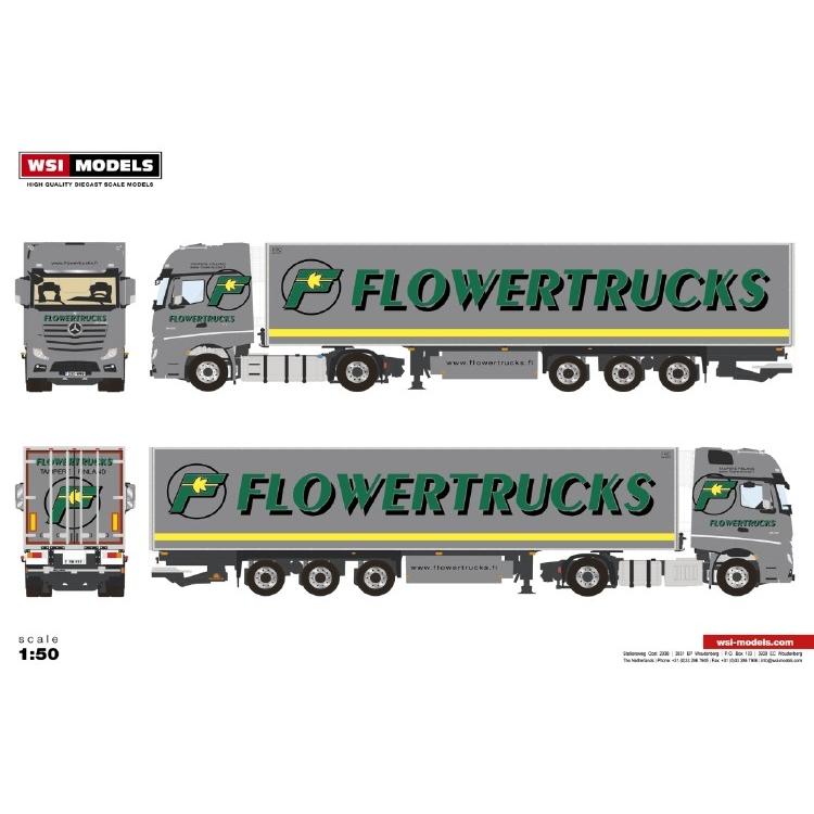 2020年1-3月以降発売予定Flowertrucks メルセデスアクトロス リーファートレーラー/建設機械模型 WSI 1/50