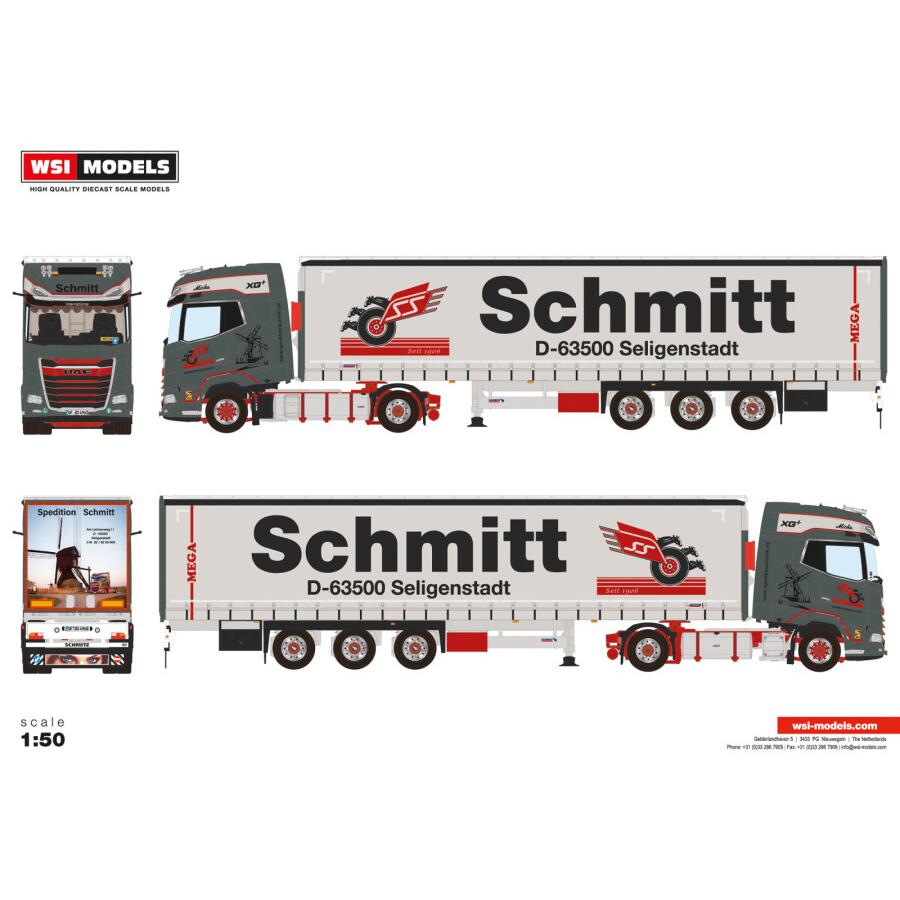 予約】SCHMITT DAF XG+ 4X2 CURTAINSIDE TRAILER 3軸 トラック/WSI 1