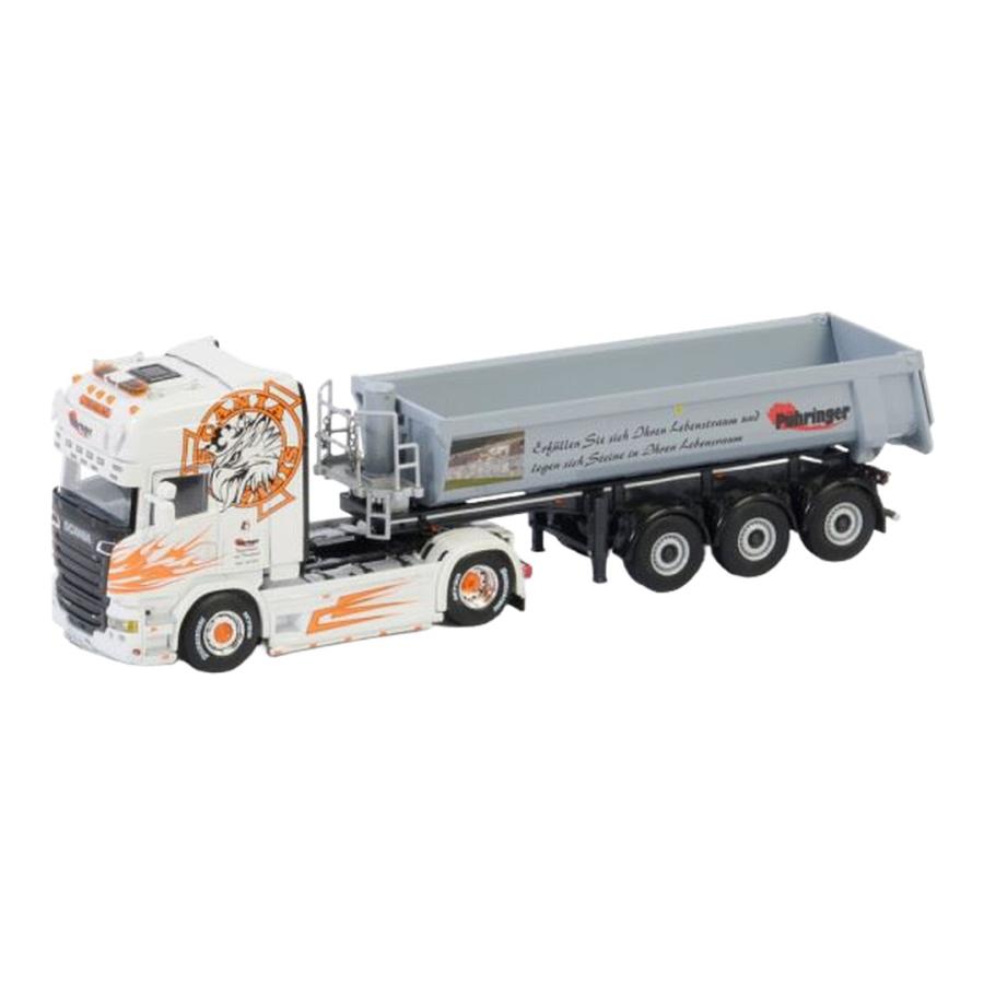 Puhringer スカニア Streamline Topline ダンプトレーラー / WSI 1/50 ミニカー トラック模型 | 