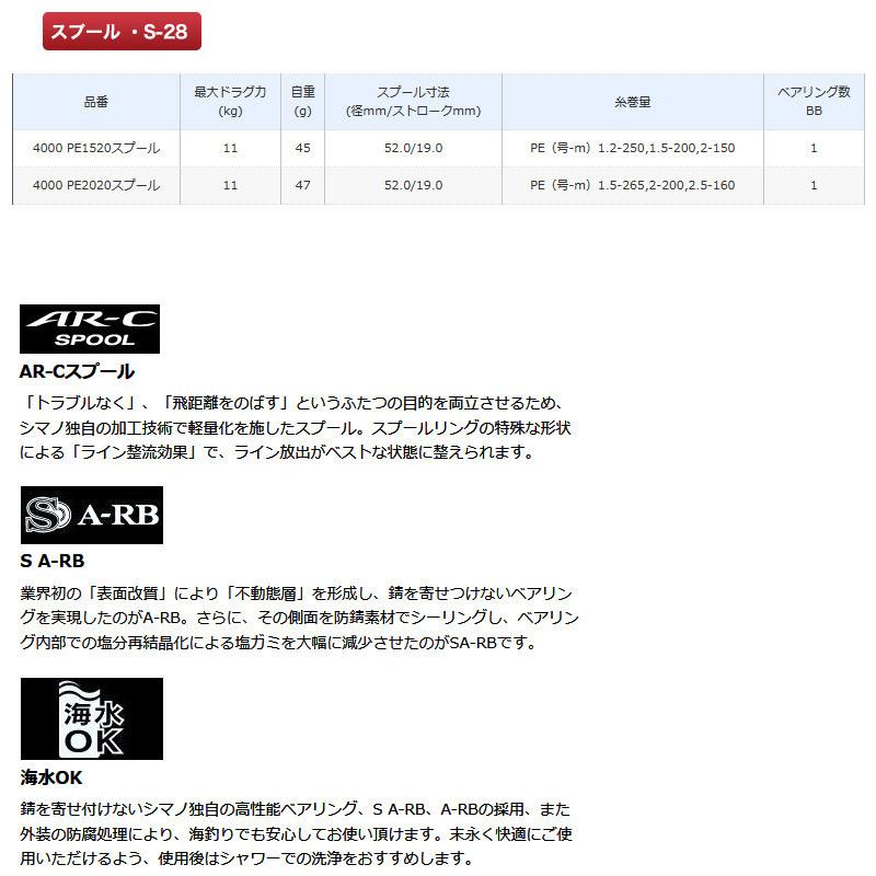 シマノ（SHIMANO） ○シマノ 夢屋 19 カスタムスプール 4000 PE2020