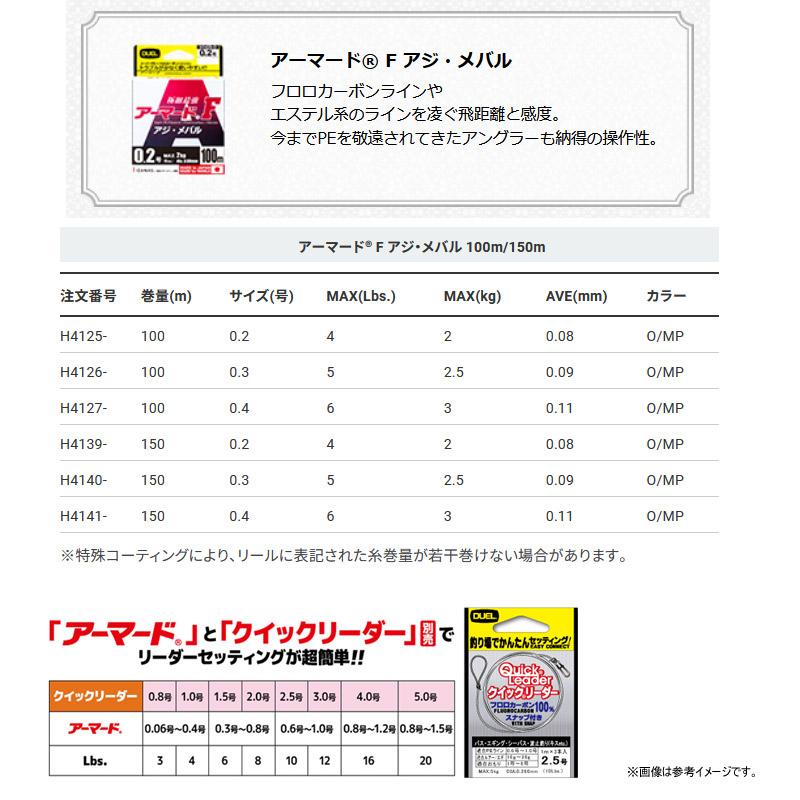 アーマード ○デュエル DUEL アーマードF アジ・メバル 100m オレンジ