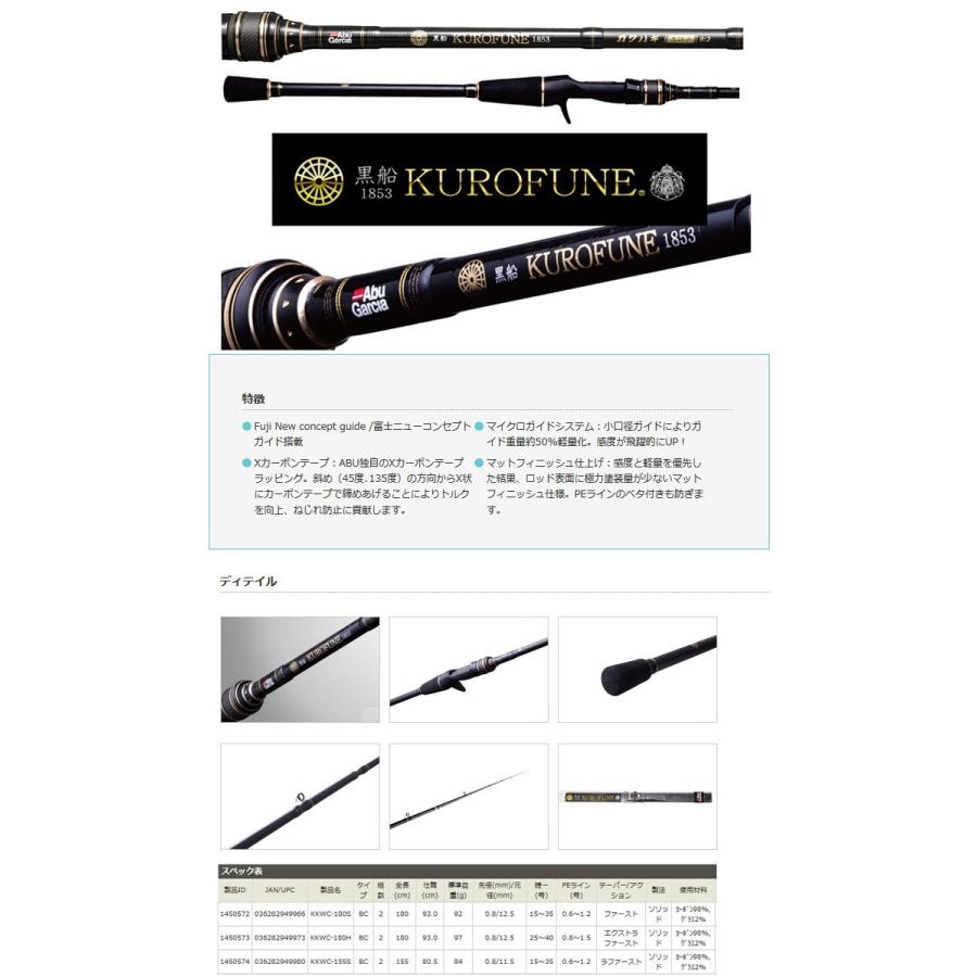 ●アブガルシア　黒船 カワハギ KKWC-180H 9:1 極先調子 (ベイトモデル) Abu Garcia（アブガルシア） ○アブガルシア 黒船 カワハギ KKWC-180H