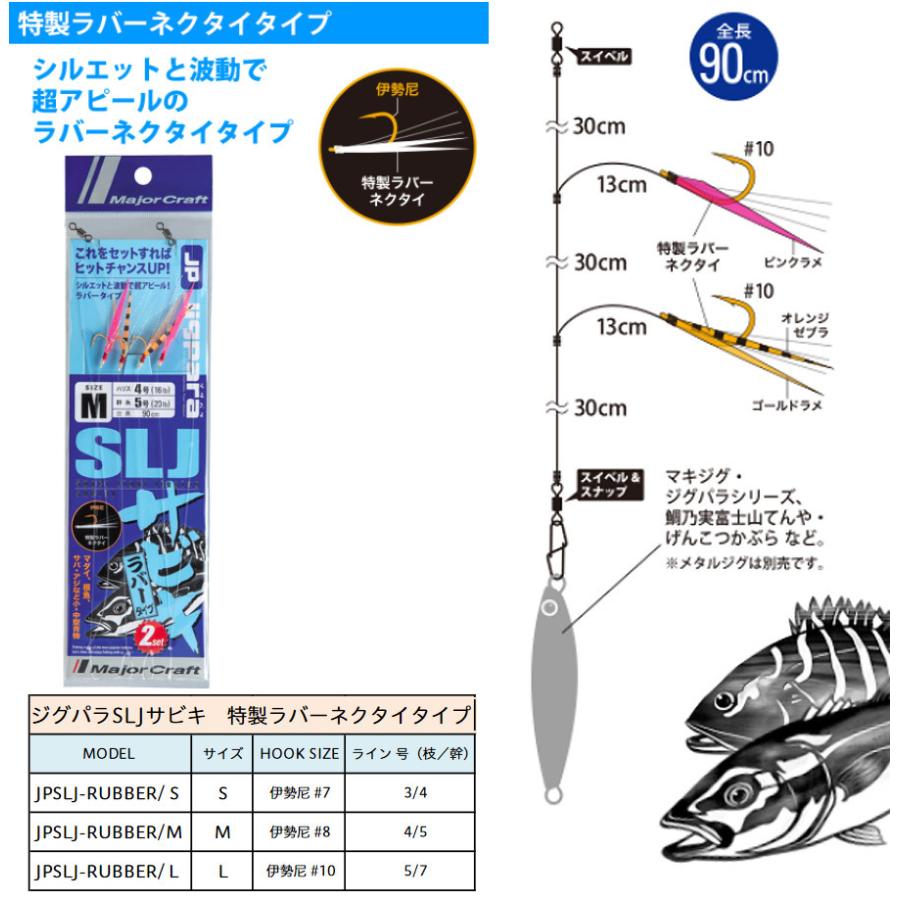 ●メジャークラフト ジグパラ スーパーライトジギング サビキ 特製ラバーネクタイタイプ JPSLJ-RUBBER 【メール便配送可】 【まとめ送料割】|釣具のバスメイトインフィニティ|01