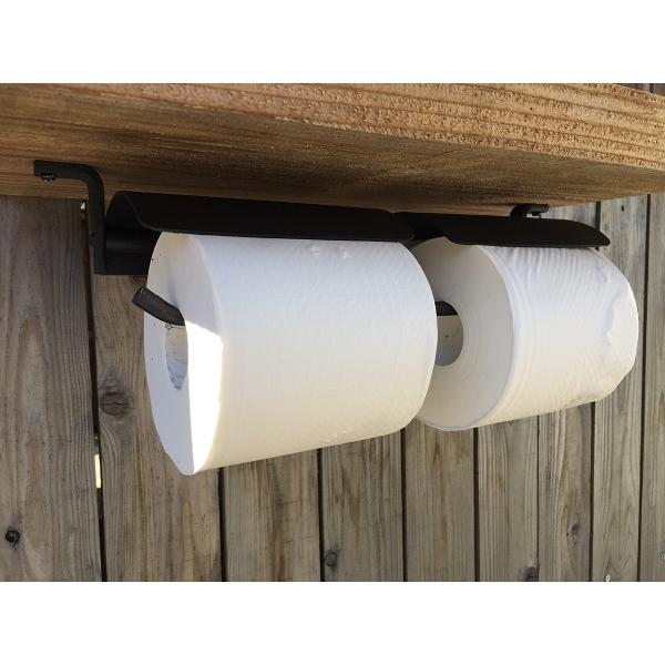 2連・トイレットペーパーホルダー・黒【アイアン・日本製・在庫品