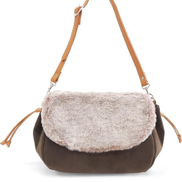 ショルダーバッグ ファー 女性用 マチあり 秋冬 ブランド ナチュラルカラー COULEUR VARIE クロールバリエ No.10046※返品・交換不可 |  | 02