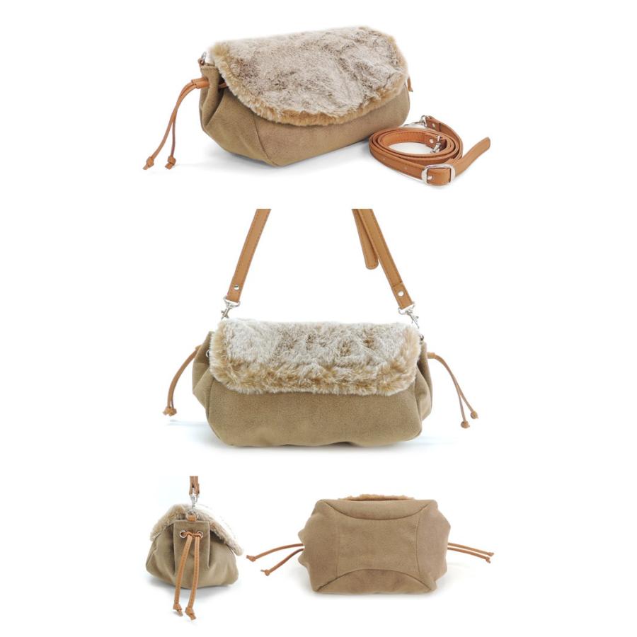 ショルダーバッグ ファー 女性用 マチあり 秋冬 ブランド ナチュラルカラー COULEUR VARIE クロールバリエ No.10046※返品・交換不可 |  | 04