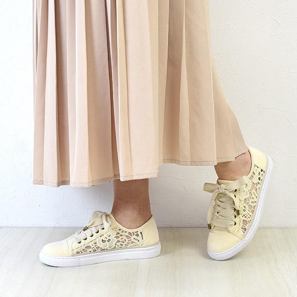 スニーカー チュール レースアップ 靴ひも レース インヒール 厚底 抗菌 防臭 洗える 疲れにくい 痛くない レディース 靴 シューズ 女性 クロールバリエ 178202 | COULEUR VARIE | 08